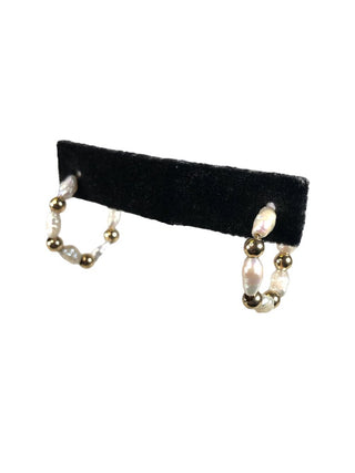 R 14k pearl/bead hoop earrings