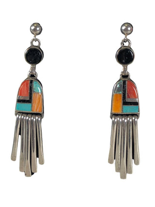 SS Inlaid Stone Earrings
