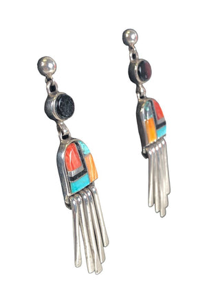 SS Inlaid Stone Earrings