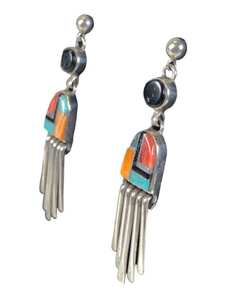 SS Inlaid Stone Earrings