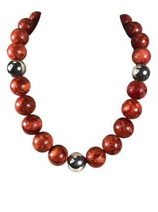 Stone bead strand w/ 4-sterling beads