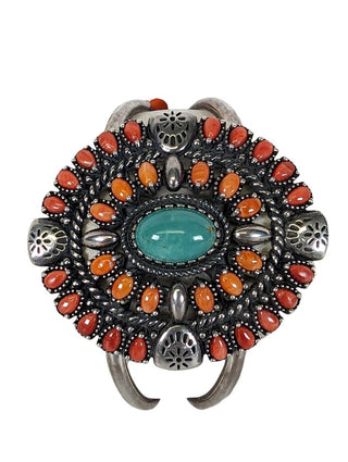 R sterling spiny oyster turquoise cluster cuff
