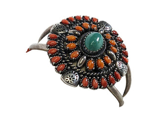 R sterling spiny oyster turquoise cluster cuff