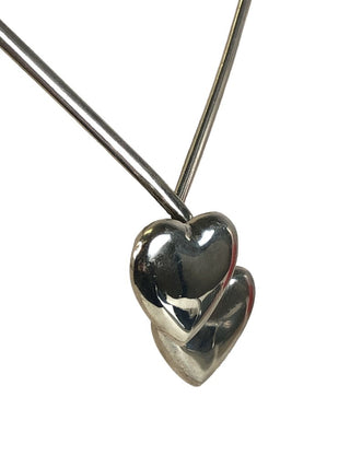 Sterling double heart collar