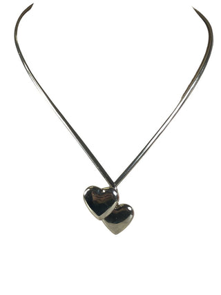 Sterling double heart collar