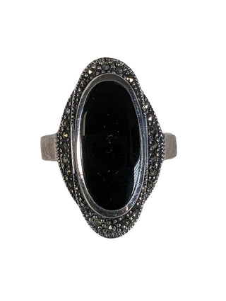 R sterling onyx ring