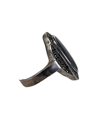 R sterling onyx ring