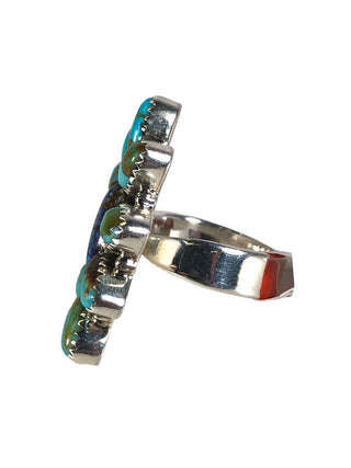 Sterling 11 oval stones ring