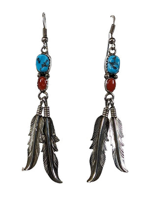 R sterling stone feather earrings