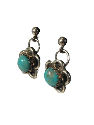 Sterling flower post earrings w/ stone