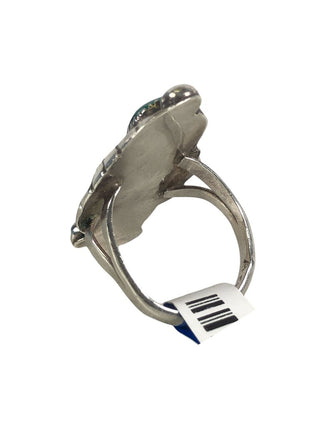 SS Two Stone Ring w/ Leaf