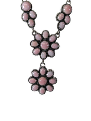 R sterling pink conch cluster necklace