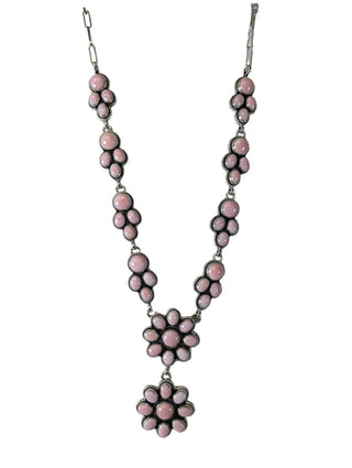 R sterling pink conch cluster necklace