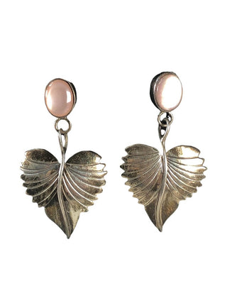 SS Heart Leaf Earrings w/ Stone