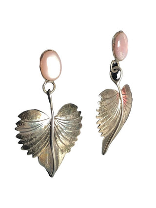 SS Heart Leaf Earrings w/ Stone