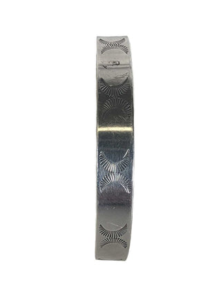 R sterling etched cuff signed AM