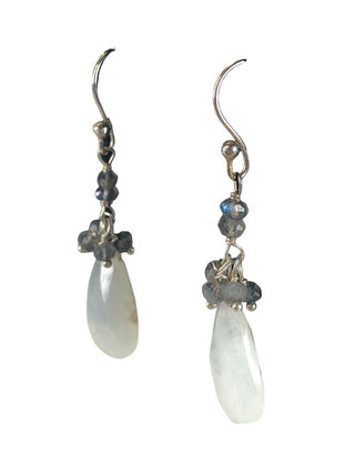 Sterling faceted stone drop earrings