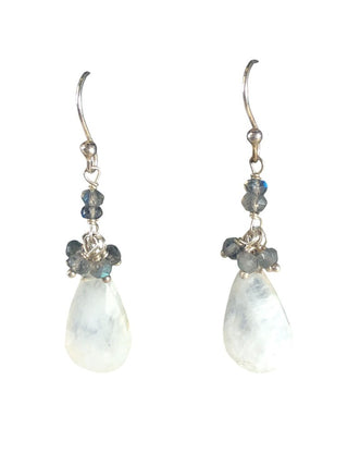 Sterling faceted stone drop earrings