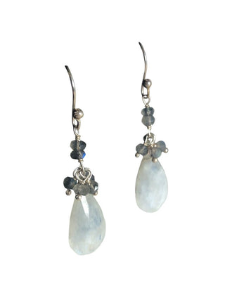 Sterling faceted stone drop earrings