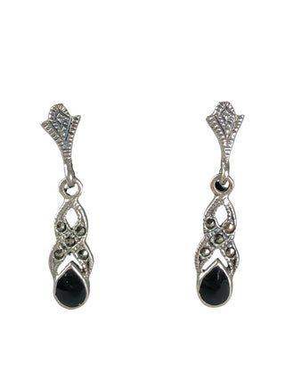 Sterling stone marcasite earrings