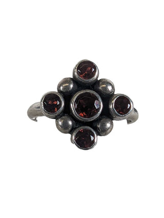 R sterling garnet ring