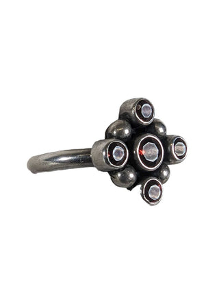 R sterling garnet ring