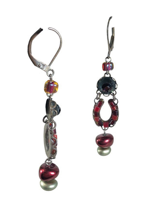Costume multi bead leverback earrings
