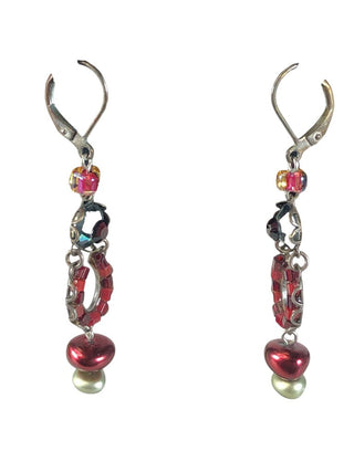Costume multi bead leverback earrings