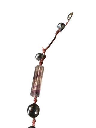 Sterling knotted stone /bead necklace