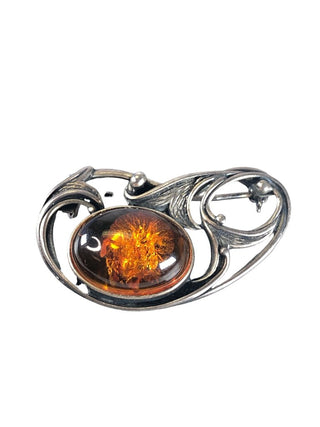Sterling oval stone pin