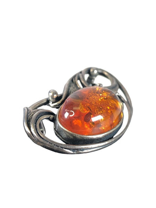 Sterling oval stone pin