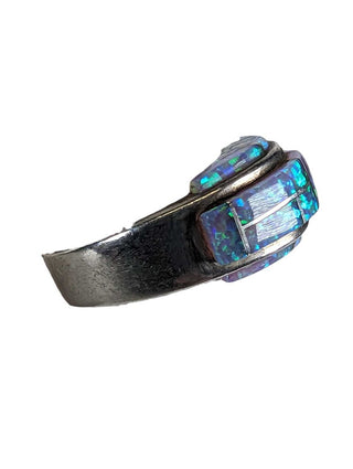 R sterling opal inlay ring