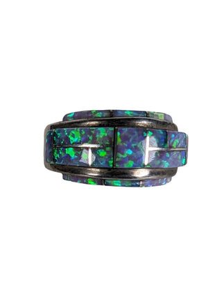 R sterling opal inlay ring