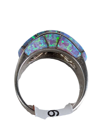 R sterling opal inlay ring