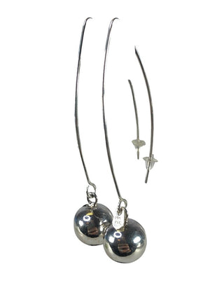 Sterling ball earrings on long wire