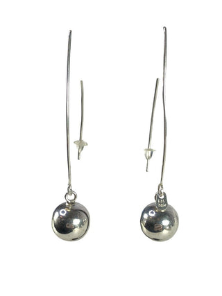 Sterling ball earrings on long wire