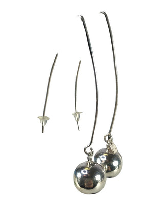 Sterling ball earrings on long wire