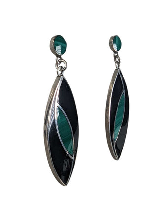 R sterling onyx Malecite earrings
