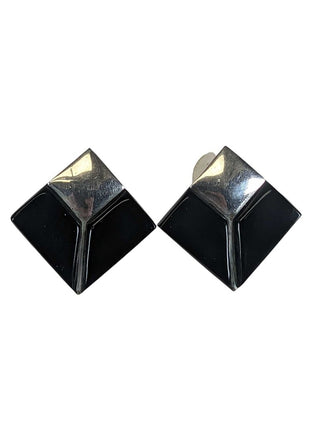 R sterling onyx earrings
