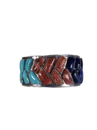 R sterling lapis spiny oyster ring