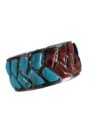 R sterling lapis spiny oyster ring