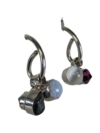 R sterling stone interchangeable earrings