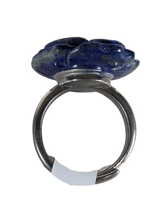 adjustable carved lapis rose ring
