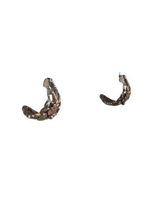 R sterling 12k leaf half hoop earrings