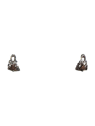 R sterling 12k leaf half hoop earrings