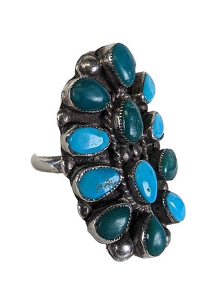 R sterling turquoise cluster ring
