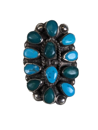 R sterling turquoise cluster ring