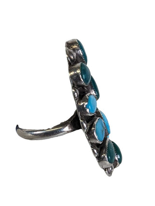 R sterling turquoise cluster ring