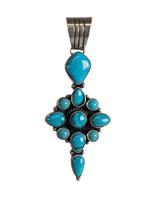 R sterling turquoise cluster pendant
