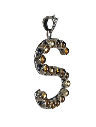 R sterling stone letter S pendant